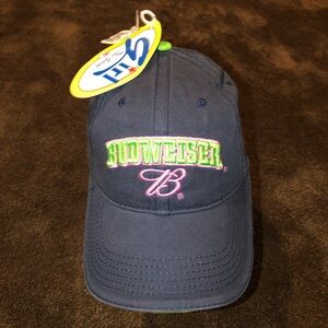 Budweiser Navy Baseball Cap with Neon Green & Pink Embroidery